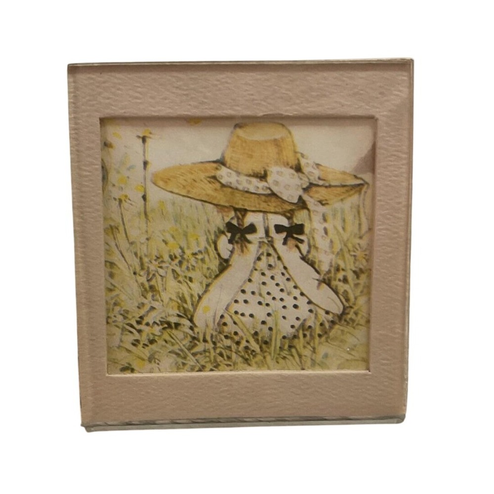 Vintage Kanro Japan Acrylic Music Box Girl in Straw Hat Sunflowers Wind Up